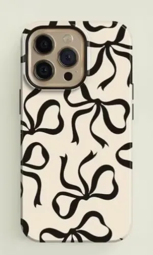 Black Bow Cream Color Mobile iPhone 13 Case White thumbnail 2