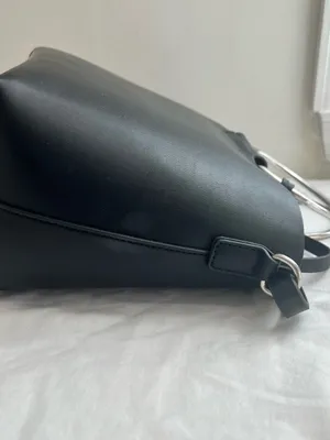 Zara Black Leather Tote with Silver O-Ring Handle thumbnail 5