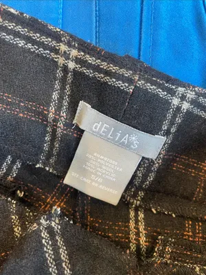 Plaid Wide-Leg knee shirts - Black & Brown wool blend Delia’s thumbnail 4