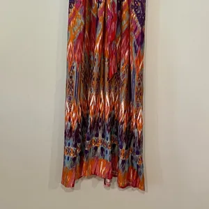 NY Collection Maxi Dress V-Neck Sleeveless Red Multi-Colored Size XL thumbnail 2