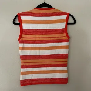 Vintage Striped Red and Orange Women's Top Size L thumbnail 10