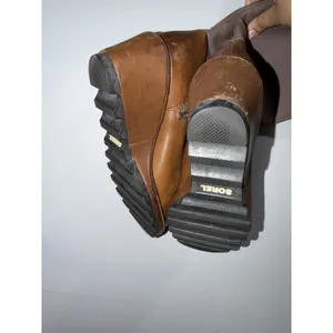 Women's 9.5 Sorel Cool Canvas Boots Brown Leather Knee High Wedge Side Zip Tall‎ thumbnail 5