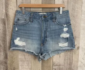 Abercrombie & Fitch Women's Size 2 W26 Distressed Denim Cutoff Short High Rise thumbnail 1
