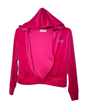 Juicy Couture Velour Zip Hoodie Pink Size S Zipper Broken Y2K thumbnail 1