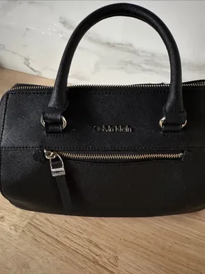 Calvin Klein Black Structured Satchel with Top Handles EUC thumbnail 4