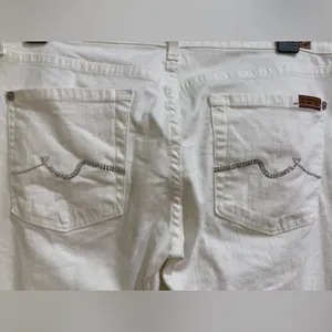7 For All Mankind Classic White Flare Women's Jeans with Silver Sequins thumbnail 4