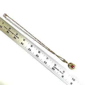 Gold Tone Red and Clear Rhinestones choker Pendant Necklace thumbnail 9