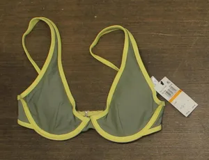 Salt + Cove Juniors Plunge Underwire Bikini Swim Top Green / Yellow S thumbnail 1
