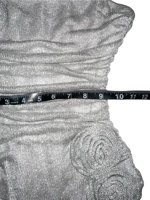 NWT Outcast Labyrinth Silver Strapless Ruched Metallic Mini Dress XS thumbnail 7
