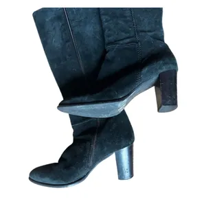 Lavorazione Antigiana Black Italian Suede Leather Heeled Tall Boots Size 9 thumbnail 10