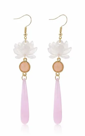 Pink and White Lotus Statement Earrings thumbnail 1