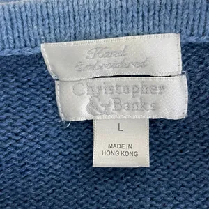 CHRISTOPHER & BANKS VTG Hand Embroidered Sports Balls Cardigan Sweater Vest L thumbnail 4