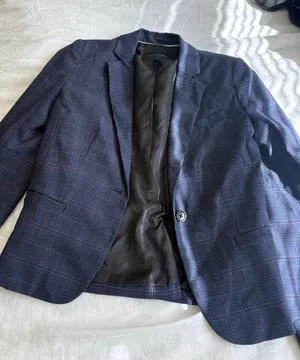 Navy Plaid Blazer - Classic Single-Button Suit Jacket thumbnail 1