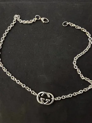 Authentic GUCCI Made In Italy 925 Sterling Silver Double Logo Necklace with Box thumbnail 2