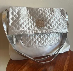 Silver Quilted Flap crossbody or Shoulder Bag thumbnail 1