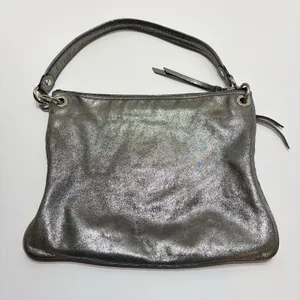 Coach Poppy Metallic Silver Leather Shoulder Bag Purse Logo Vtg Y2K thumbnail 5