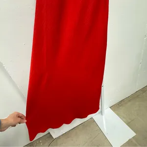 NWT Fabletics Satin Slip Midi Halter Dress Lace Up Back Red‎ Medium thumbnail 5