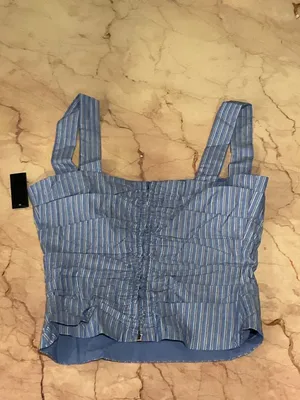 LIONESS Cobain Corset Top in Navy Stripe XSmall New Womens Sleeveless Tank thumbnail 7