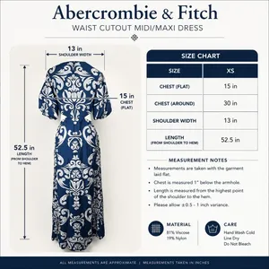 Abercrombie & Fitch Dress XS Blue Waist Cutout Damask Puff Sleeve Maxi Midi Boho thumbnail 16