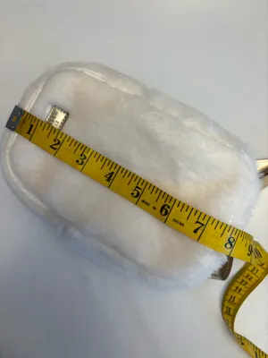 Bath & Body Works White Faux Fur Crossbody Bag with Gold Strap NWOT thumbnail 4