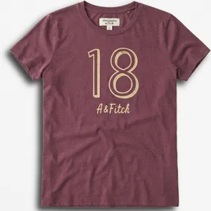 Abercrombie &‎ Fitch Womens Graphic Tee Shirt Burgundy Y2K 18 A&Fitch Small thumbnail 1