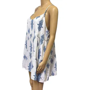 Show Me Your Mumu White Blue Spaghetti Strap Lightweight Pocket Dress Medium thumbnail 2