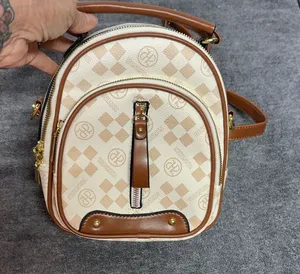 Elegant Tan and Cream Backpack Brown thumbnail 1
