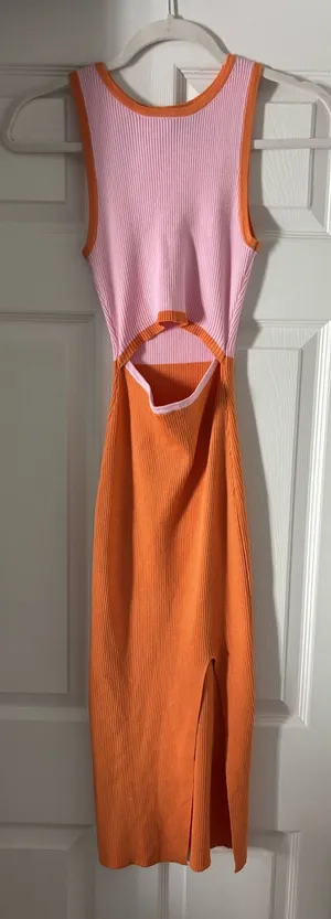 Pink and Orange Midi Dress thumbnail 1