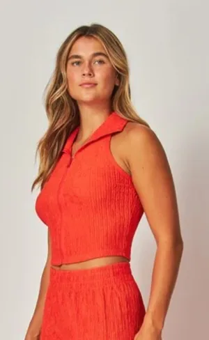 Boutique NWOT Red Sleeveless Zip Tank Top thumbnail 1