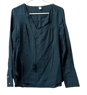 Old Navy Boho‎ Peasant Top Flowy Tassels Long Sleeve Size Medium Cotton Hippie thumbnail 1