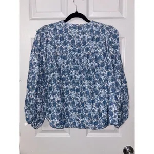 Ethnic Liberty Elysian Day paisley Blue granny Long Sleeve Popover Blouse Small thumbnail 4