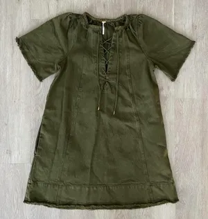 Free People When Hearts Align Green Denim Mini Dress thumbnail 2
