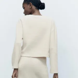 ZARA Beige Ecru Crocheted‎ Long Sleeve Sweater Sweatshirt Top Shirt Size Small thumbnail 6