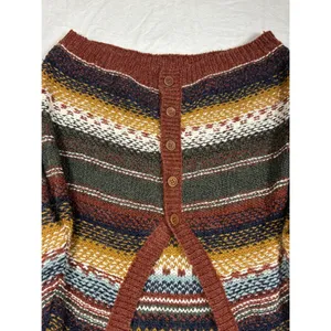 Vintage Womens Fair Isle Striped Knit Cardigan Sweater Buttons V Neck Wool Sz M thumbnail 4