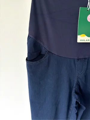 Halara Maternity Blue Stretchy Jean Jeggings Over Belly Panel thumbnail 4