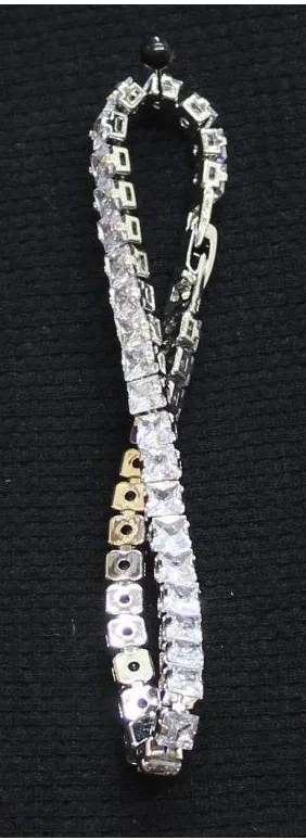NEW Cut Crystal Tennis Bracelet with Safety Clasp Silver Gray / Clear 7" thumbnail 1