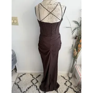 ASOS Design Tall Women's mesh corset detail‎ maxi dress Brown Size 8 thumbnail 2