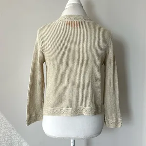 Tory Burch Tan Crochet Open Cardigan Sweater Size XS thumbnail 8