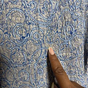 Women Cotton Smocked Midi Dress XL Blue Paisley Flutter Sleeve Nap Cottage thumbnail 7