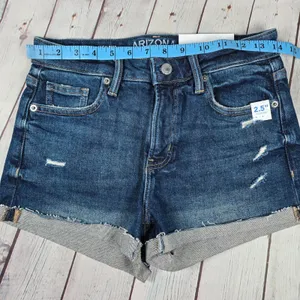 Arizona Jean Co High Rise Denim‎ Shorts Womens Size 2 2.5 Inch Inseam Cuffed thumbnail 7