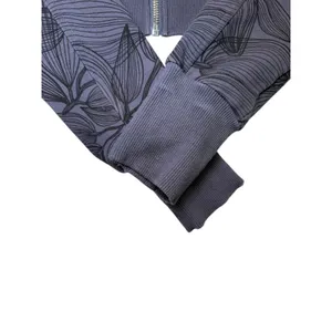 Buff Bunny Collection Cropped Zip Up Hoodie Charcoal Leaf Print Athleisure‎ M thumbnail 13