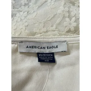 NWT American Eagle Lace Crop Top XS Ivory Sheer Fairy Boho Y2K Bell Sleeve thumbnail 5