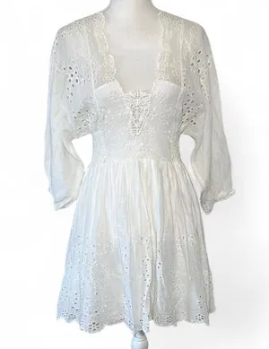 Free People White Eyelet Lottie Dress thumbnail 9