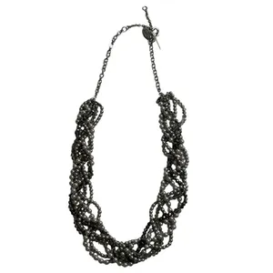 Loft Multi-Strand Gunmetal Tone‎ Necklace Simulated Pearls Rhinestones thumbnail 6
