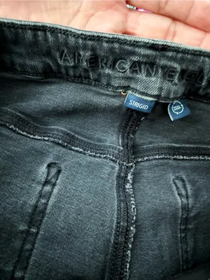 American Eagle Outfitters Straight Leg Distressed Black Jeans thumbnail 3