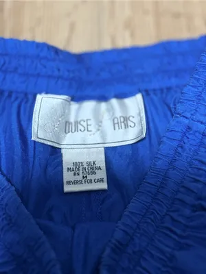 Vintage 90s Women's 100% Silk Shorts Cobalt Blue High Waisted Elastic Pockets M thumbnail 3