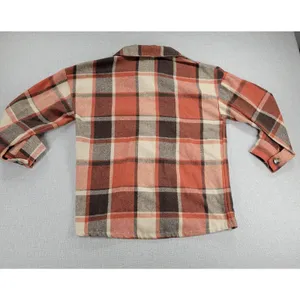Womens‎ Shirt Size M Orange Plaid Flannel Button Down Long Sleeve Shaket Casual thumbnail 9
