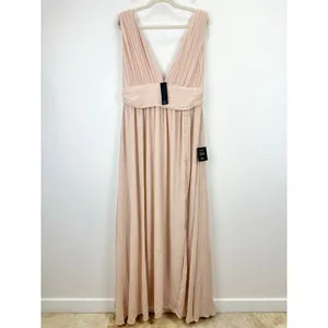 Lulus Heavenly Hues Blush Maxi Dress Chiffon Bridesmaid Formal Evening XL NWT thumbnail 5