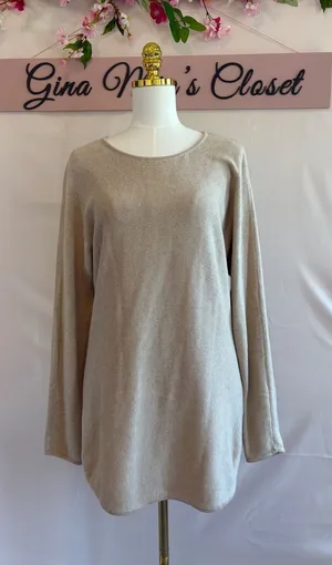 Michael Kors Beige Long Sleeve Knit Sweater Dress, Size M thumbnail 1