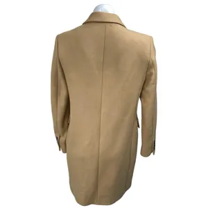 Zara Brown Faux Suede Notch Collar Button Long Sleeve Trench Overcoat Jacket S thumbnail 2